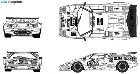 1984 Lamborghini Coutach Art Rain X JGTC Coupe blueprint